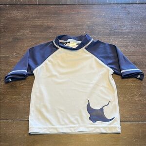 Janie and Jack Dark Blue and White Stingray Nylon Swim Shirt